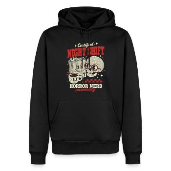Nerd certifié de nuit en horreur - Sweat à capuche Premium bio Homme - noir - Devant - Nico (187cm)