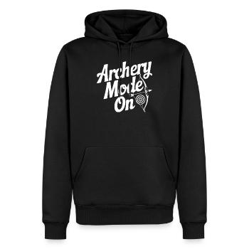 Bogenschießmodus An - Männer Premium Bio Hoodie - Schwarz - Vorne - Nico (187cm)