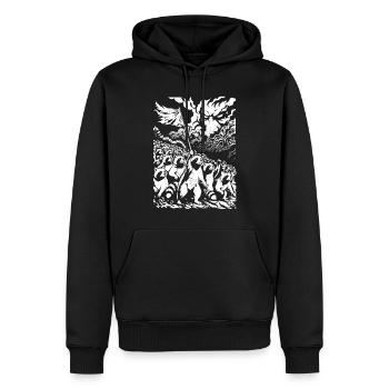 Raccoon Protest Vintage Street Art Design - Men’s Premium Organic Hoodie - black - Front - Nico (187cm)