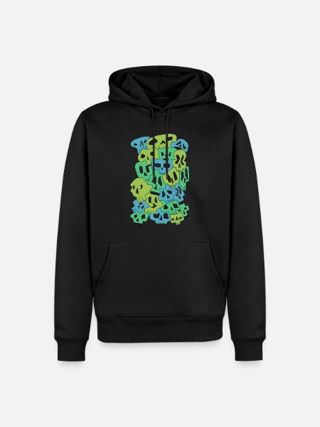 Skulls (Greens, transparente Augen) - Männer Premium Bio Hoodie - Schwarz