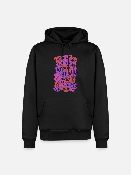 Skulls (Reds, transparente Augen) - Männer Premium Bio Hoodie - Schwarz