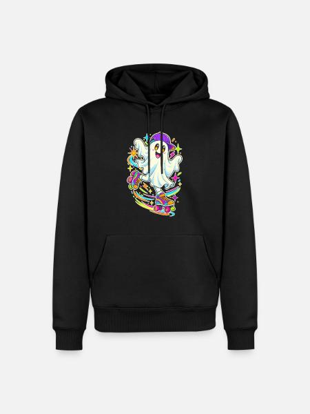 Geist auf Skateboard Neonfreude - Männer Premium Bio Hoodie - Schwarz