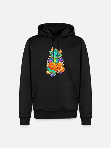Kleiner Drachengeist im Kürbis - Männer Premium Bio Hoodie - Schwarz