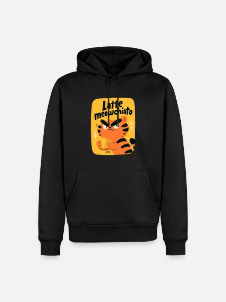 Latte meowchiato - Männer Premium Bio Hoodie - Schwarz
