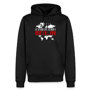 Berlin - Männer Premium Bio Hoodie - Schwarz - Vorne - Nico (187cm)