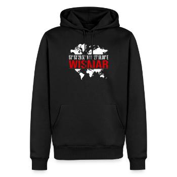 Wismar - Männer Premium Bio Hoodie - Schwarz - Vorne - Nico (187cm)
