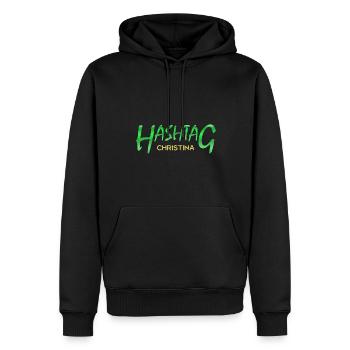 Hashtag Christina - Sweat à capuche Premium bio Homme - noir - Devant - Nico (187cm)