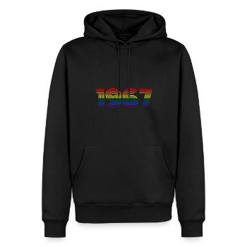Regenbogen Rainbow Geboren Geburtsjahr 1967 - Männer Premium Bio Hoodie - Schwarz - Vorne - Nico (187cm)