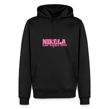 Frau Nikola - Männer Premium Bio Hoodie - Schwarz - Vorne - Nico (187cm)