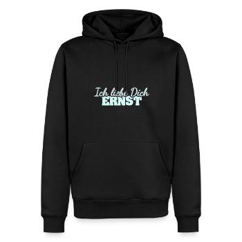 Liebe Ernst - Männer Premium Bio Hoodie - Schwarz - Vorne - Nico (187cm)