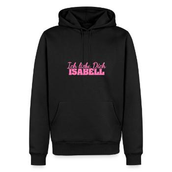 Isabell - Männer Premium Bio Hoodie - Schwarz - Vorne - Nico (187cm)