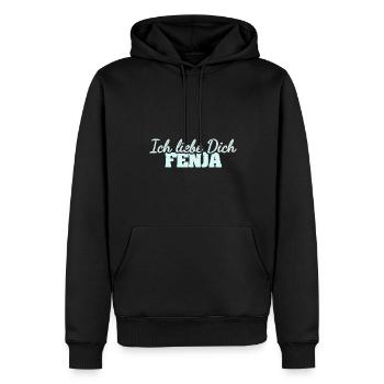 Liebe Fenja - Männer Premium Bio Hoodie - Schwarz - Vorne - Nico (187cm)