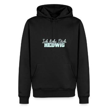 Liebe Hedwig - Männer Premium Bio Hoodie - Schwarz - Vorne - Nico (187cm)