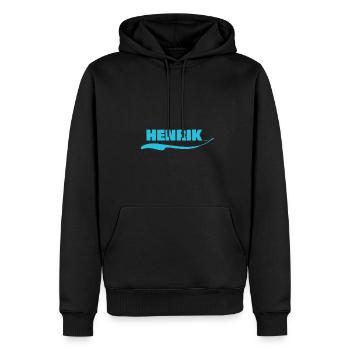Namensschild für Henrik Name Vorname - Männer Premium Bio Hoodie - Schwarz - Vorne - Nico (187cm)
