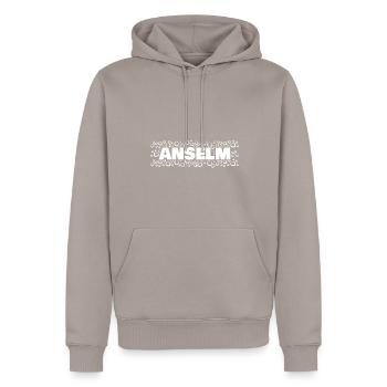 Cadeau pour Anselme - Sweat à capuche Premium bio Homme - taupe - Devant - Nico (187cm)