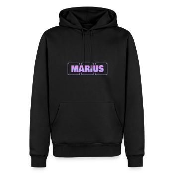 Geschenk für Marius - Männer Premium Bio Hoodie - Schwarz - Vorne - Nico (187cm)