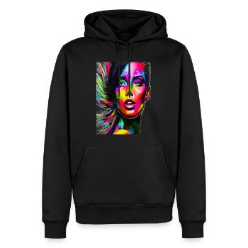 Woman - Männer Premium Bio Hoodie - Schwarz - Vorne - Nico (187cm)