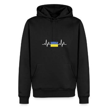 Mon cœur bat pour l'Ukraine - Sweat à capuche Premium bio Homme - noir - Devant - Nico (187cm)