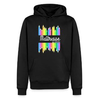 tee-shirt pour Maitresse qui déchire - Sweat à capuche Premium bio Homme - noir - Devant - Nico (187cm)