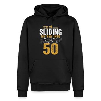 Trombone glissant mon chemin vers mon 50e anniversaire - Sweat à capuche Premium bio Homme - noir - Devant - Nico (187cm)