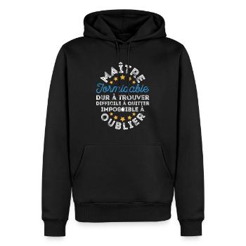 cadeau fin d'année Cadeau maitre d'école - Sweat à capuche Premium bio Homme - noir - Devant - Nico (187cm)