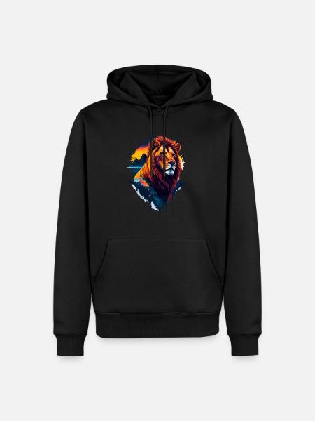 Abstract illustration of lion - Men’s Premium Organic Hoodie - black