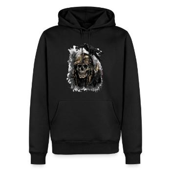 Casque Viking crâne de corbeau - Sweat à capuche Premium bio Homme - noir - Devant - Nico (187cm)