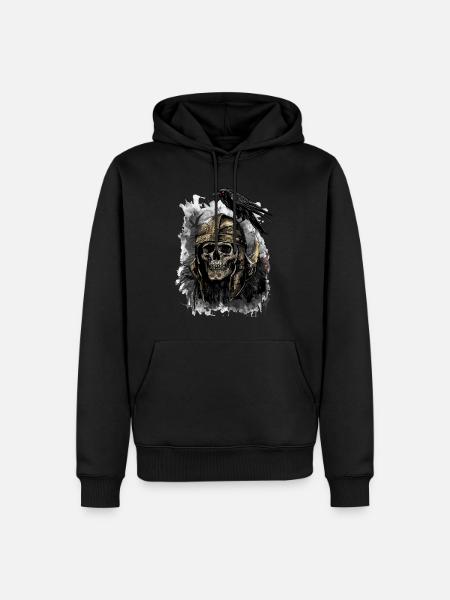 Wikinger Helm Crow Skull - Männer Premium Bio Hoodie - Schwarz