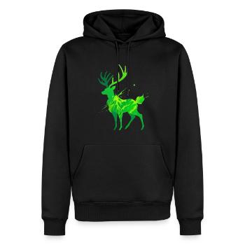 Silhouette de cerf vert - Sweat à capuche Premium bio Homme - noir - Devant - Nico (187cm)