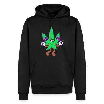 Der Bloom - Dancing Bloom Weed Cannabis Marihuana - Männer Premium Bio Hoodie - Schwarz - Vorne - Nico (187cm)