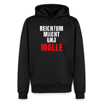 Reichtum Macht und Malle - Männer Premium Bio Hoodie - Schwarz - Vorne - Nico (187cm)