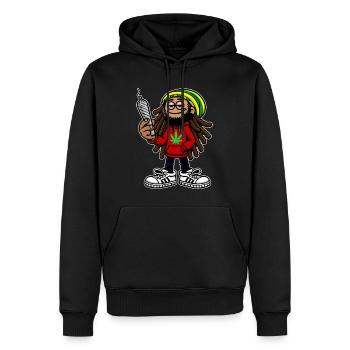 Dreadlock Smoker - Stoned man - High & Happy - Männer Premium Bio Hoodie - Schwarz - Vorne - Nico (187cm)