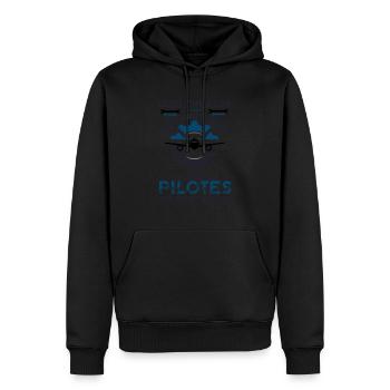Humour mécanicien avion 1 - Sweat à capuche Premium bio Homme - noir - Devant - Nico (187cm)