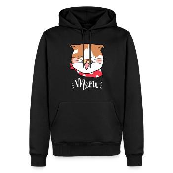 Mignon Kawaii drôle de chat disant miaulement - Sweat à capuche Premium bio Homme - noir - Devant - Nico (187cm)