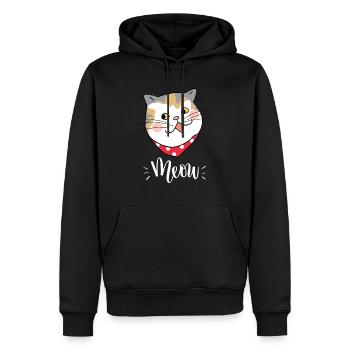 Mignon Kawaii drôle de chat disant miaulement - Sweat à capuche Premium bio Homme - noir - Devant - Nico (187cm)