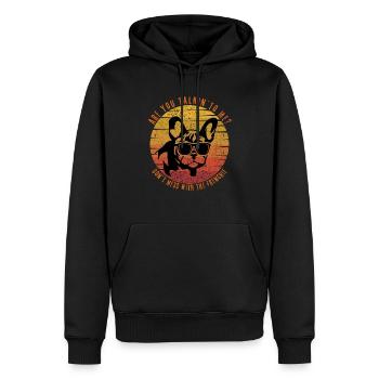 BADASS Frenchie - French Bulldog - Sonnenbrille - Männer Premium Bio Hoodie - Schwarz - Vorne - Nico (187cm)