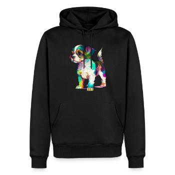 Chien design et coloré - Sweat à capuche Premium bio Homme - noir - Devant - Nico (187cm)
