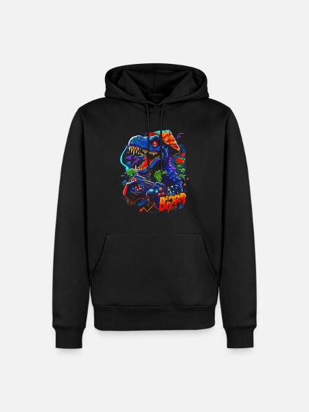 Dinosaur Gamer - Men’s Premium Organic Hoodie - black