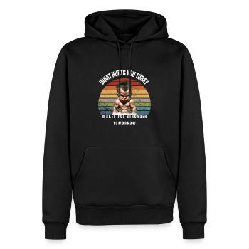 Ce qui vous fait mal aujourd’hui vous fait... Carl - Sweat à capuche Premium bio Homme - noir - Devant - Nico (187cm)