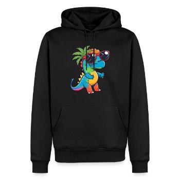 Kawaii Mignon Happy Colorful Dino avec des lunettes de soleil - Sweat à capuche Premium bio Homme - noir - Devant - Nico (187cm)