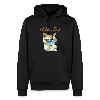 Feline Cool - Männer Premium Bio Hoodie - Schwarz - Vorne - Nico (187cm)
