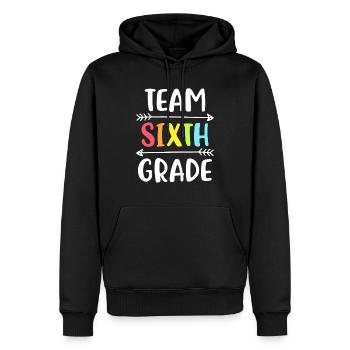 Équipe Sixième année Drôle 6ème Professeur de rentrée - Sweat à capuche Premium bio Homme - noir - Devant - Nico (187cm)