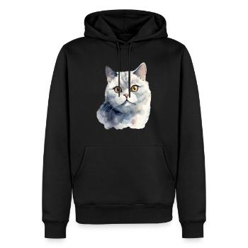 Aquarelle britannique à poil court - Sweat à capuche Premium bio Homme - noir - Devant - Nico (187cm)