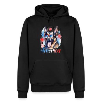 Amerika Hund 4. Juli Unabhängigkeitstag Freiheit - Männer Premium Bio Hoodie - Schwarz - Vorne - Nico (187cm)