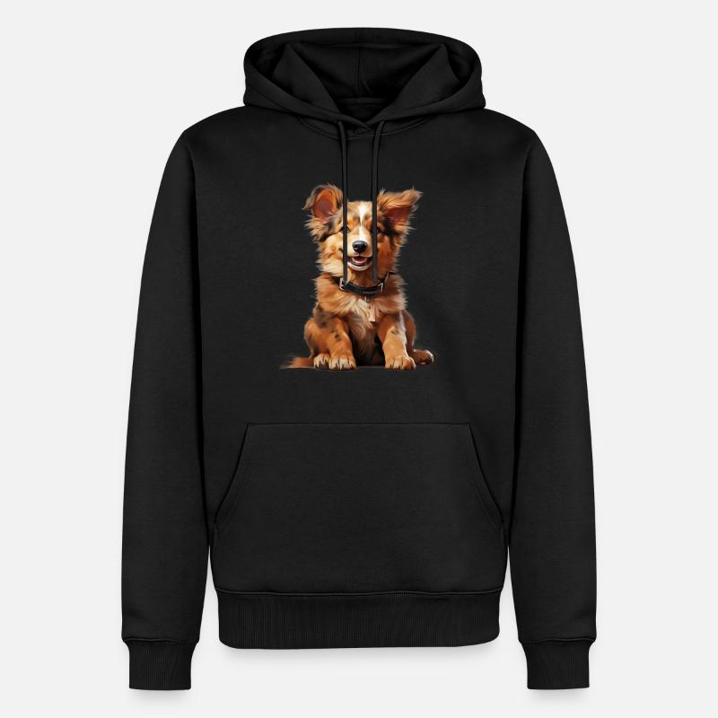 Chibi-Hund - Männer Premium Bio Hoodie - Schwarz