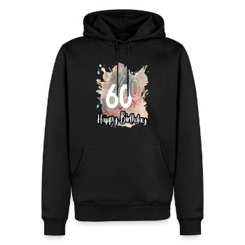Geburtstag 60 Jahre Splash Grunge Neon Farbklecks - Männer Premium Bio Hoodie - Schwarz - Vorne - Nico (187cm)