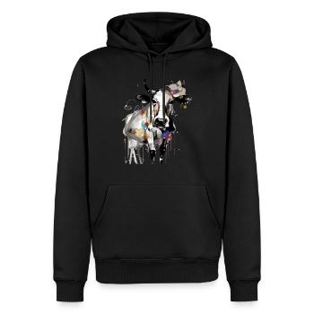 Book la vache - Sweat à capuche Premium bio Homme - noir - Devant - Nico (187cm)