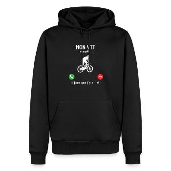 Mon vélo m'appelle - Sweat à capuche Premium bio Homme - noir - Devant - Nico (187cm)