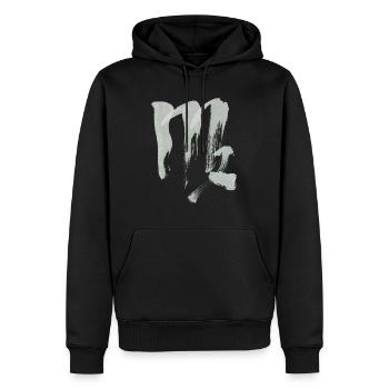 Signe du zodiaque Vierge - Sweat à capuche Premium bio Homme - noir - Devant - Nico (187cm)