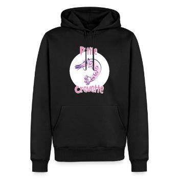 Je suis une p'tite crevette - Sweat à capuche Premium bio Homme - noir - Devant - Nico (187cm)
